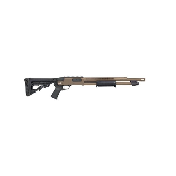 Mossberg 590R Stand-Off FDE Cerakote Shotgun 12ga 3" Chamber 6rd Capacity 18.5" Barrel Adjustable Stock - Precision Shot Firearms