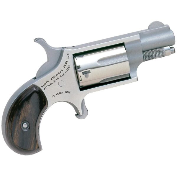 NAA 22LR Mini Revolver Handgun .22 LR 5rd Capacity 1.125" Barrel Silver with Wood Grip - Precision Shot Firearms