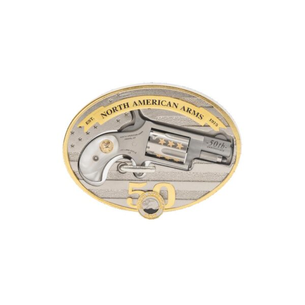 North American Arms 50th Anniversary Belt Buckle 22 LR 5rd Capacity 1.125" Barrel Faux Pearl Grip - Precision Shot Firearms