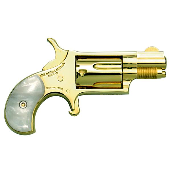 NAA Gold Plated .22 LR Handgun .22 LR 5rd Capacity 1.13" Barrel Gold with Pearl Grips - Precision Shot Firearms