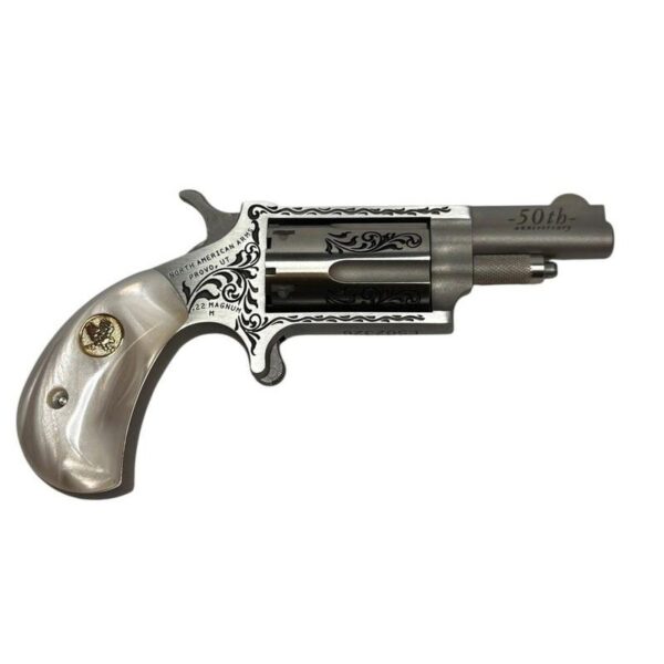 NAA 50th Anniversary Stainless Steel Handgun .22 WMR 5rd Capacity 1.625" Barrel White Pearl Grip Limited Edition - Precision Shot Firearms