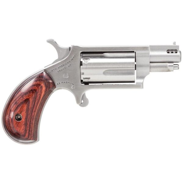 NAA 22MS Ported Handgun .22 Mag 5rd Capacity 1.125" Barrel Silver with Wood Grips - Precision Shot Firearms