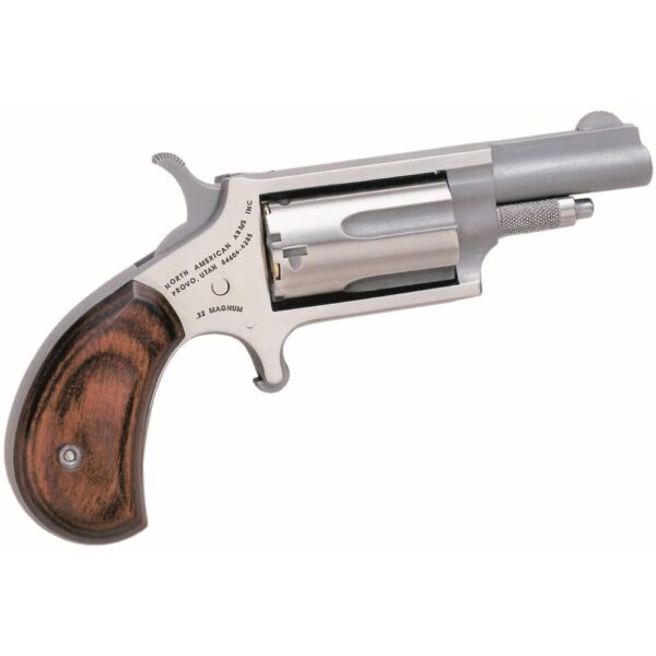 NAA 22M Mini Revolver Handgun .22 Magnum 5rd Capacity 1.625" Barrel Silver with Wood Grip - Precision Shot Firearms