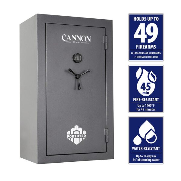 Cannon Fortified 49-Gun Gun Safe Dark Grey 60 Minutes Fire Rated - Precision Shot Firearms