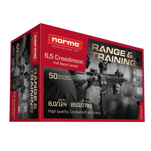 Norma Range & Training Rifle Ammunition 6.5 Creedmoor 124gr FMJ 2789 fps 50/ct - Precision Shot Firearms
