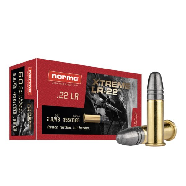 Norma XLR Rimfire Ammunition .22 LR 43gr LRN 1165 fps 50/ct - Precision Shot Firearms
