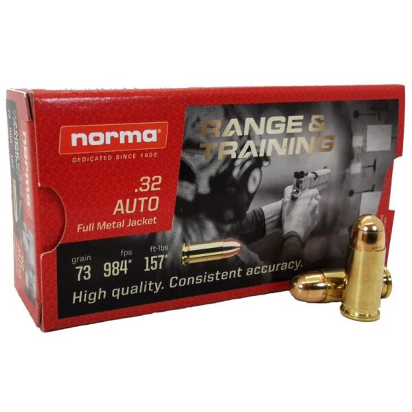 Norma Range and Training Handgun Ammunition .32 ACP 73gr FMJ 984 fps 50/ct - Precision Shot Firearms