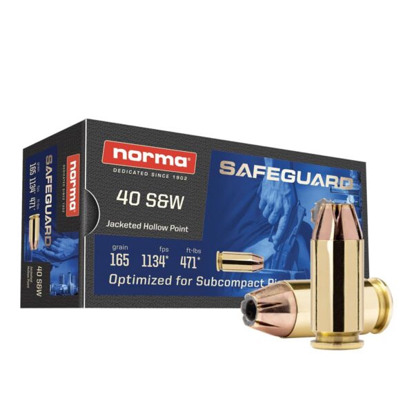 Norma Safeguard Handgun Ammunition .40 S&W 165gr JHP 1134 fps 50/ct - Precision Shot Firearms