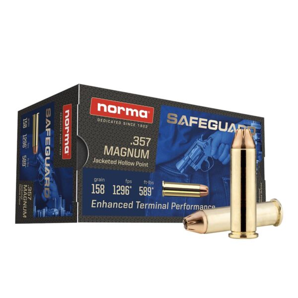 Norma Safeguard Handgun Ammunition .357 Magnum 158gr JHP 1296 fps 50/ct - Precision Shot Firearms