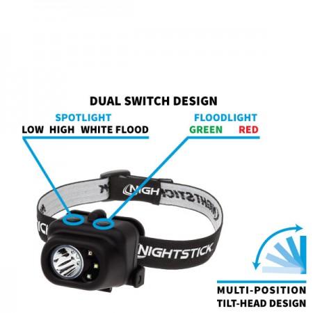 Nightstick Multi Function LED Headlamp White Spotlight White/Red/Green Floodlight Black - Precision Shot Firearms