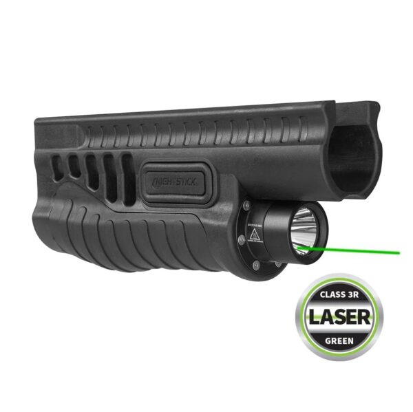 Nightstick Shotgun Forend Light with Green Laser Black for Mossberg 500/590/590A1/Shockwave 1200 Lumens - Precision Shot Firearms