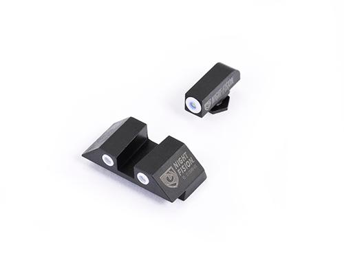 Night Fision 3 Dot Night Sights for Glock Models 17/19 -White Front Ring/White Square Rear - Precision Shot Firearms