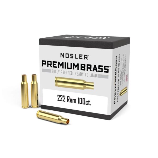 Nosler Unprimed Brass Rifle Cartridge Cases 100/ct .222 Rem - Precision Shot Firearms