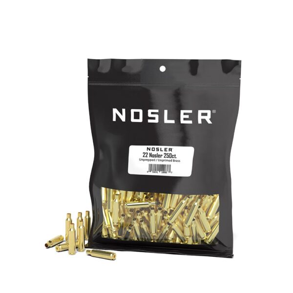 Nosler Unprimed Unprepped Brass Rifle Cartridge Cases .22 Nosler 250/ct (BULK) - Precision Shot Firearms