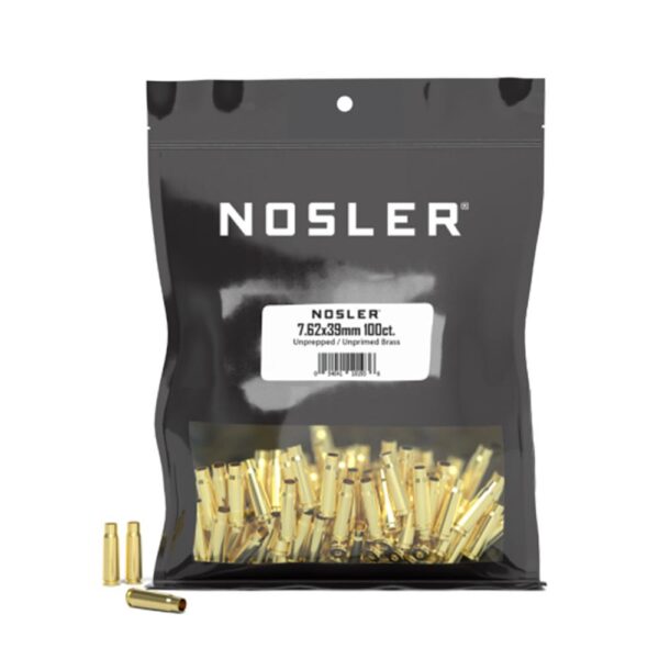 Nosler Unprimed Unprepped Brass Rifle Cartridge Cases 7.62X39 NOS HS 100/ct (BULK) - Precision Shot Firearms