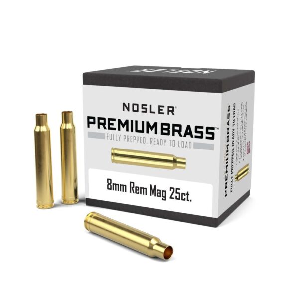Nosler Unprimed Brass Rifle Cartridge Cases 25/ct 8mm Rem Mag - Precision Shot Firearms