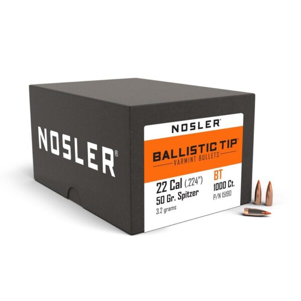 Nosler Ballistic Tip Varmint Bullets .22 cal .224" 50 gr SBT-SB 1000/ct - Precision Shot Firearms