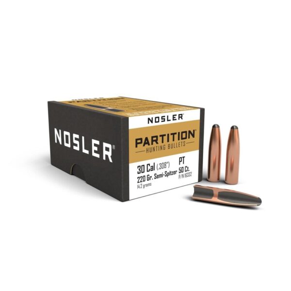 Nosler Partition Bullets .30 cal .308" 220 gr SEMI-SPT 50/ct - Precision Shot Firearms