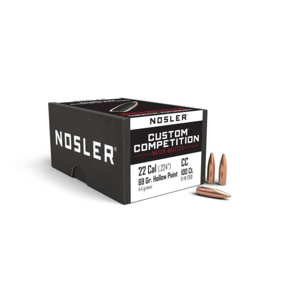 Nosler Custom Competition Bullets .22 cal .224" 69 gr HPBT 100/ct - Precision Shot Firearms