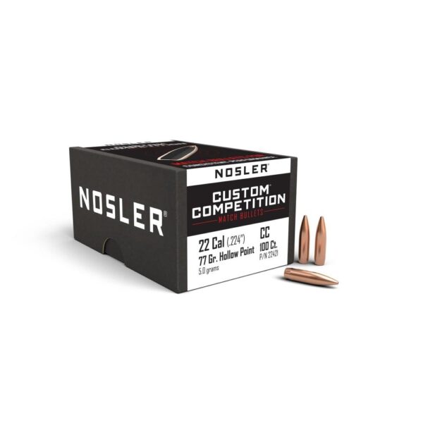Nosler Custom Competition Bullets .22 cal .224" 77 gr HPBT 100/ct - Precision Shot Firearms