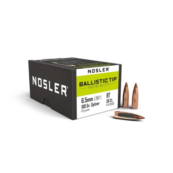 Nosler Ballistic Tip Hunting Bullets 6.5mm .264" 100 gr SBT-BTIP 50/ct - Precision Shot Firearms