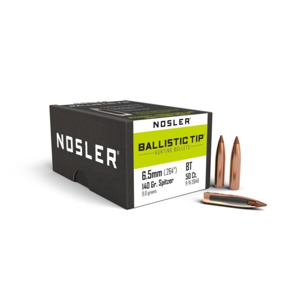 Nosler Ballistic Tip Hunting Bullets 6.5mm .264" 140 gr SBT-BTIP 50/ct - Precision Shot Firearms