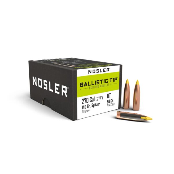 Nosler Ballistic Tip Hunting Bullets .270 cal .277" 140 gr SBT-BTIP 50/ct - Precision Shot Firearms