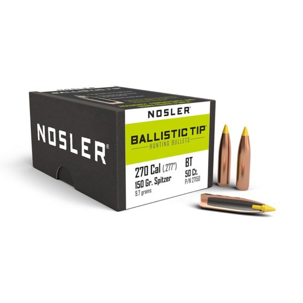 Nosler Ballistic Tip Hunting Rifle Bullets .270 cal .277" 150 gr SBT-BTIP 50/ct - Precision Shot Firearms