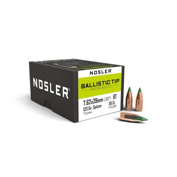 Nosler Ballistic Tip Hunting Bullets 7.62x39mm .310" 123 gr SBT-BTIP 50/ct - Precision Shot Firearms