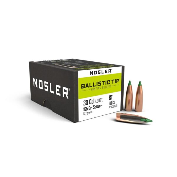 Nosler Ballistic Tip Hunting Bullets .30 cal .308" 165 gr SBT-BTIP 50/ct - Precision Shot Firearms