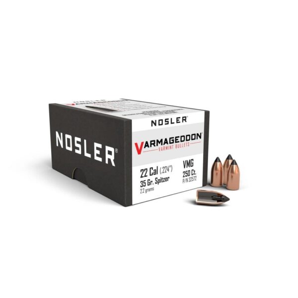 Nosler VarMageddon Bullets .22 cal .224" 35 gr FB-TIPPED 250/ct - Precision Shot Firearms