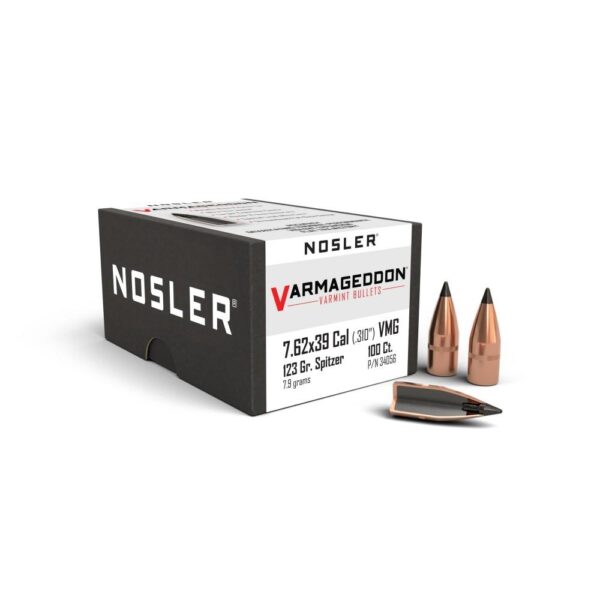 Nosler Varmageddon Rifle Bullets 7.62x39 .310" 123 gr FB-TIPPED 100/ct - Precision Shot Firearms