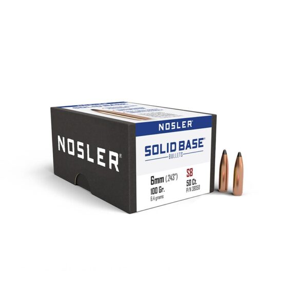 Nosler Solid Base Rifle Bullets 6mm .243" 100 gr 50/ct - Precision Shot Firearms