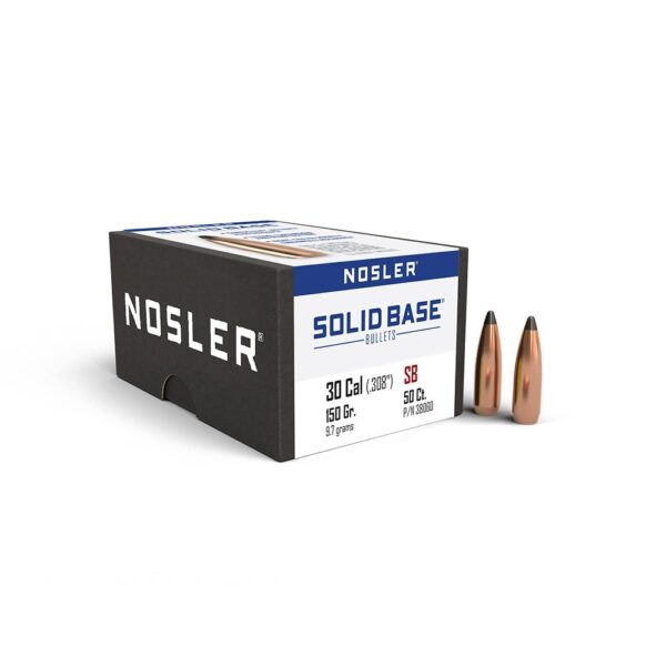 Nosler Solid Base Rifle Bullets .30 Cal .308" 150 gr 50/ct - Precision Shot Firearms