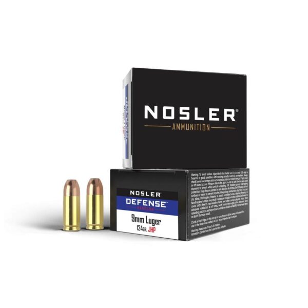 Nosler Defense Handgun Ammunition 9mm Luger (+P) 124 gr Bond-JHP 1250 fps 20/box - Precision Shot Firearms