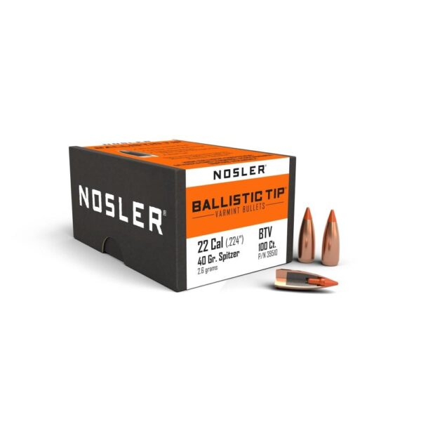 Nosler Ballistic Tip Varmint Bullets .22 cal .224" 40 gr SBT-SB 100/ct - Precision Shot Firearms