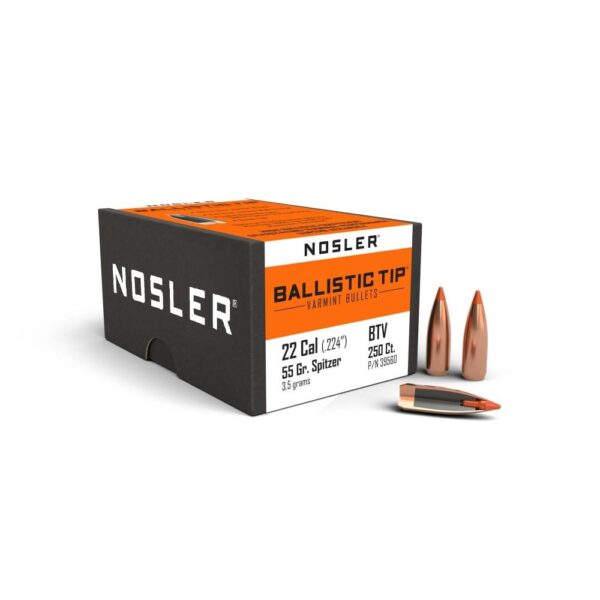 Nosler Ballistic Tip Varmint Bullets .22 cal .224" 55 gr SBT-SB 250/ct - Precision Shot Firearms