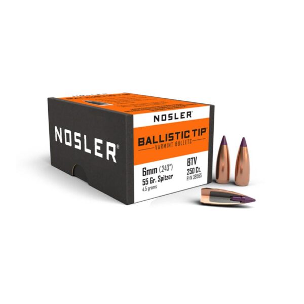 Nosler Ballistic Tip Varmint Bullets 6mm .243" 55 gr SBT-SB 250/ct - Precision Shot Firearms