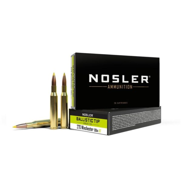 Nosler Ballistic Tip Rifle Ammunition .270 Win 130gr BT 3075 fps 20/ct - Precision Shot Firearms