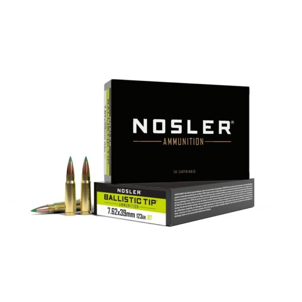 Nosler Ballistic Tip Rifle Ammunition 7.62x39mm 123gr BT 2350 fps 20/ct - Precision Shot Firearms