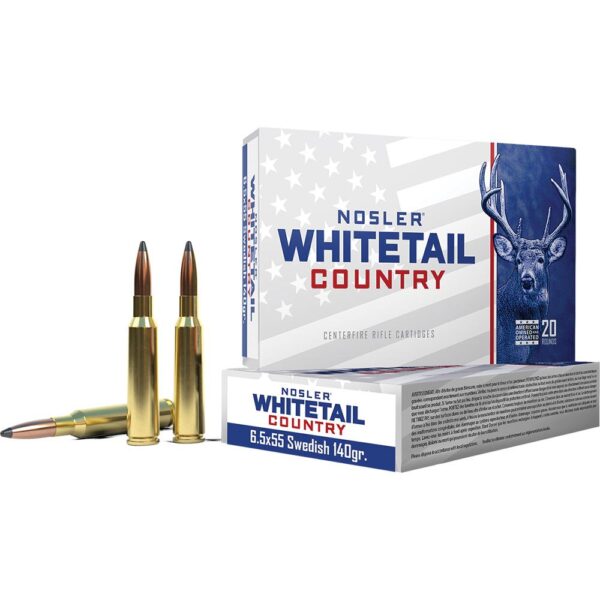 Nosler Whitetail Country Rifle Ammunition 6.5x55mm Swedish Mauser 140gr JSP 2600 fps 20/ct - Precision Shot Firearms