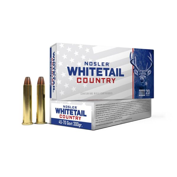Nosler Whitetail Country Rifle Ammunition 45-70 Govt 300gr LFN 1950 fps 20/ct - Precision Shot Firearms