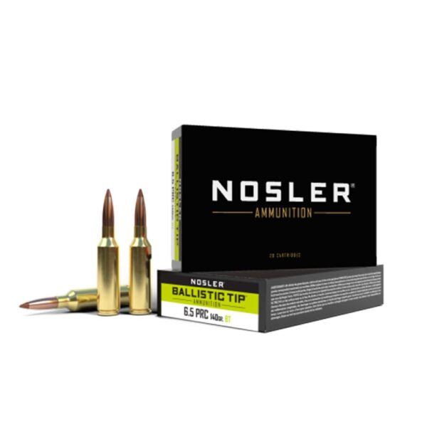 Nosler Ballistic Tip Rifle Ammunition 6.5 PRC 140gr BT 2900 fps 20/ct - Precision Shot Firearms