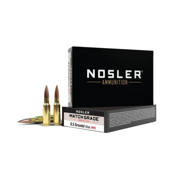 Nosler Match Grade Rifle Ammunition 6.5mm Grendel 123gr HPBT 2400 fps 20/ct - Precision Shot Firearms