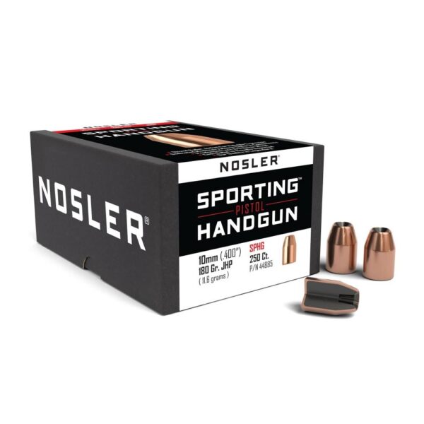 Nosler Sporting Handgun Pistol Bullets 10mm .400" 180 gr JHP 250/ct - Precision Shot Firearms