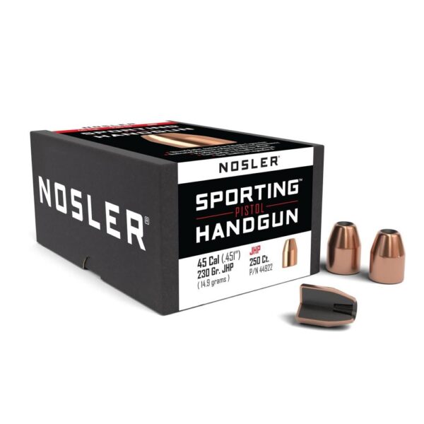 Nosler Sporting Handgun Pistol Bullets .45 cal .451" 230 gr JHP 250/ct - Precision Shot Firearms