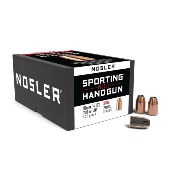 Nosler Sporting Handgun Pistol Bullets 10mm .400" 200 gr JHP 250/ct - Precision Shot Firearms