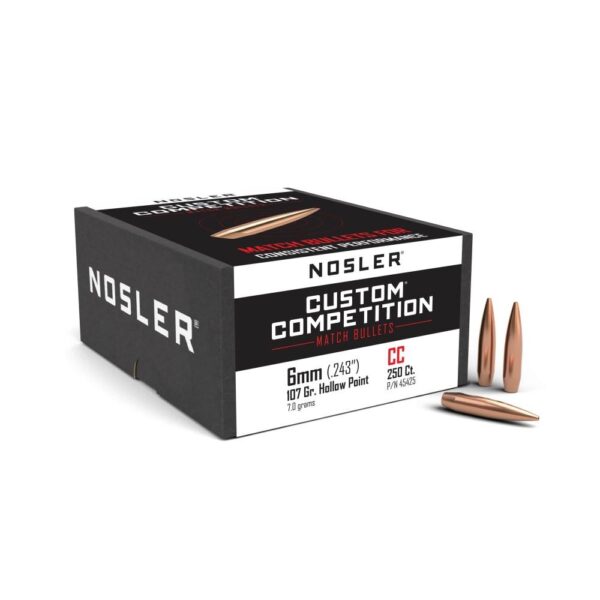 Nosler Custom Competition Bullets 6mm .243" 107 gr HPBT 250/ct - Precision Shot Firearms