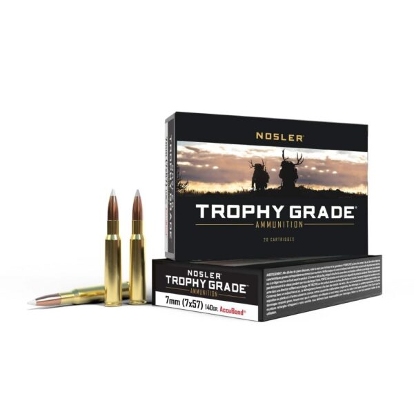 Nosler Trophy Grade Rifle Ammunition 7x57mm 140 gr AB 2700 fps - 20/box - Precision Shot Firearms