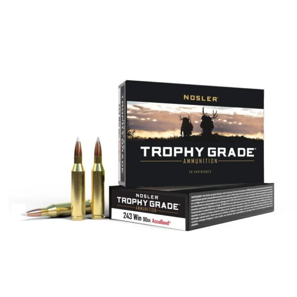 Nosler Trophy Grade Rifle Ammunition .243 Win 90 gr AB 3100 fps - 20/box - Precision Shot Firearms